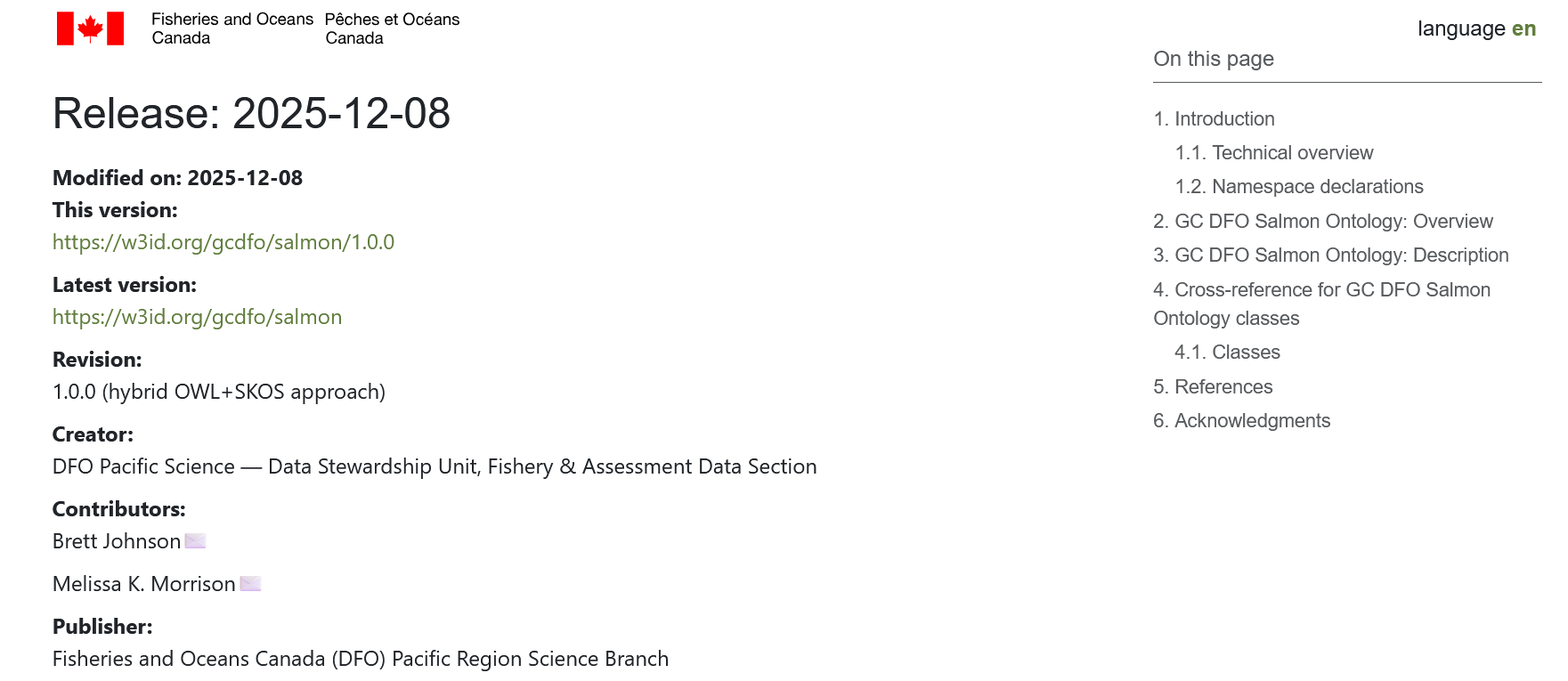 GC DFO Salmon Ontology homepage